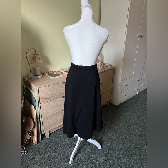 Black Modest High-Waist Stretch Basic Casual A-Line Knee-Length Midi Skirt sz XL - Picture 7 of 16